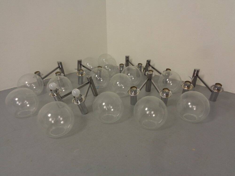 Chromed Glass Wall Lamp from OTT International, 1960s