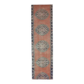Couloir vintage turc Oushak fait à la main en coton et laine orange 73x273