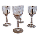 Verres à liqueur (digestif) anciens en cristal gravé, décor géométrique