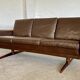 Vintage retro danish mid-century g. thams 3 person sofa in brown leather