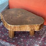 Vintage solid oak brutalist coffee table