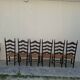 Set of 6 high-backed straw-seated chairs in solid oak from the early 1900s.