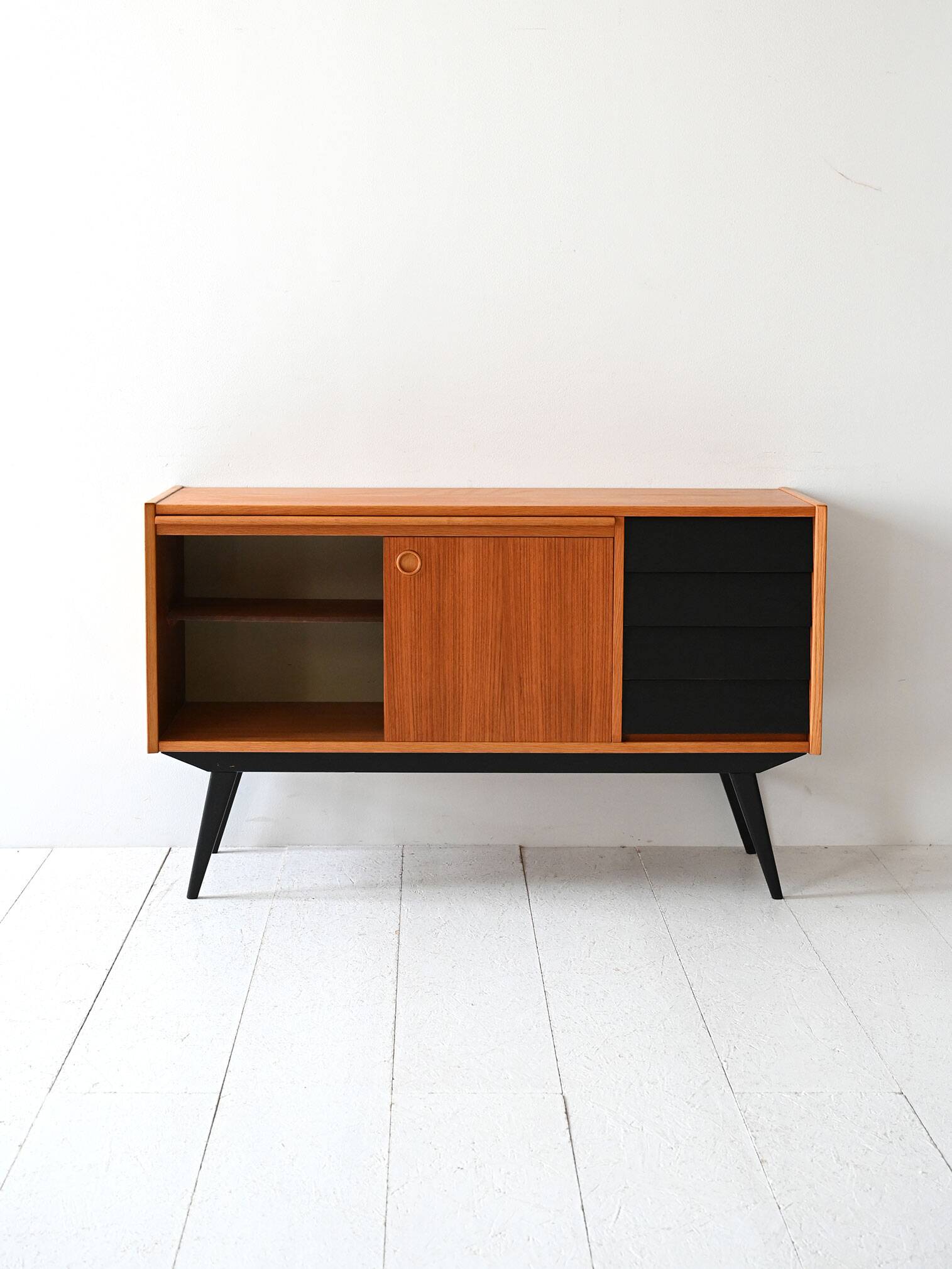 Scandinavian Teak Sideboard with Black Details