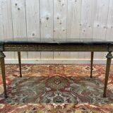 Louis XVI style coffee table in gilded brass and marble