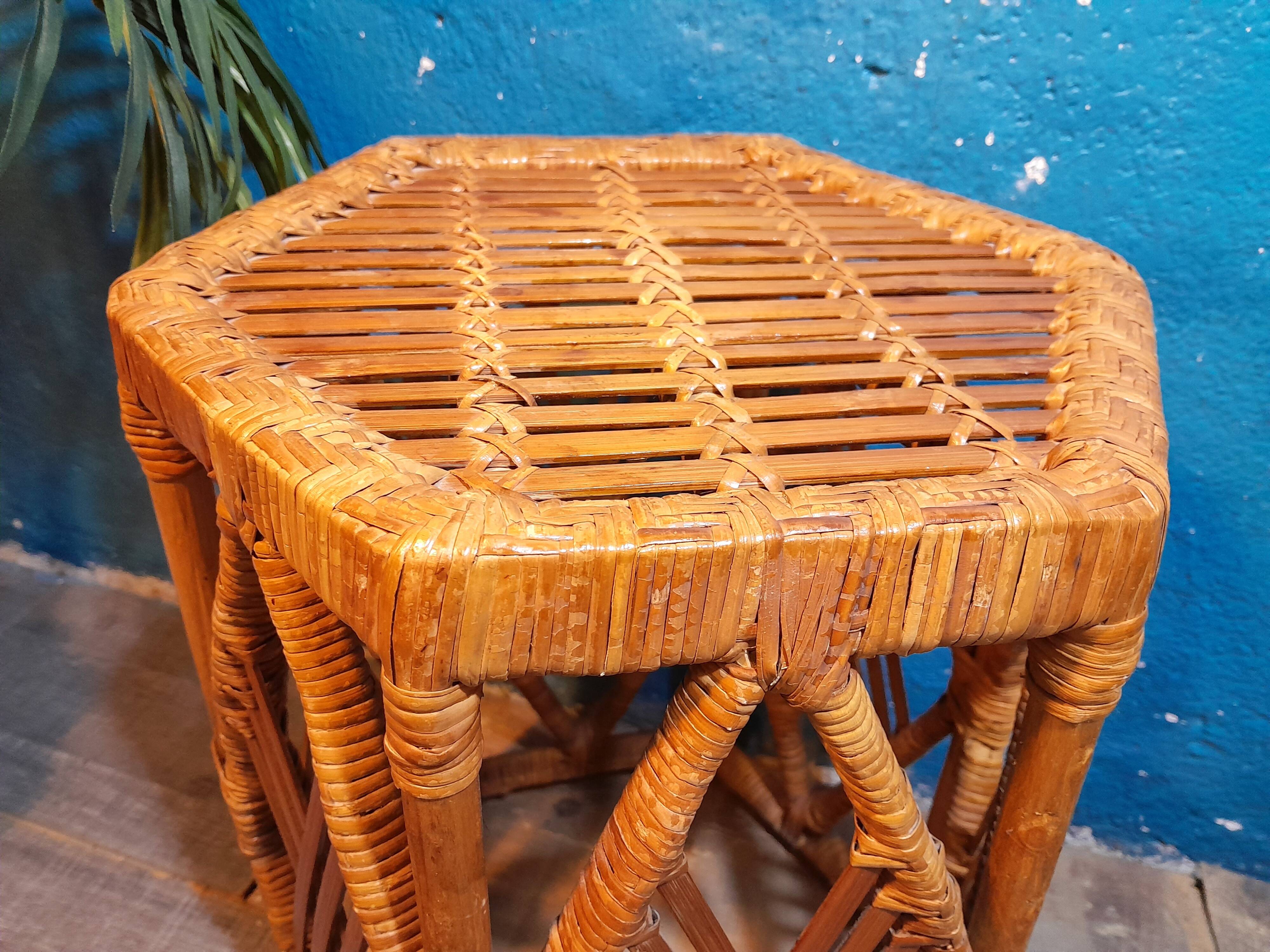 Bamboo and rattan side table 1960s