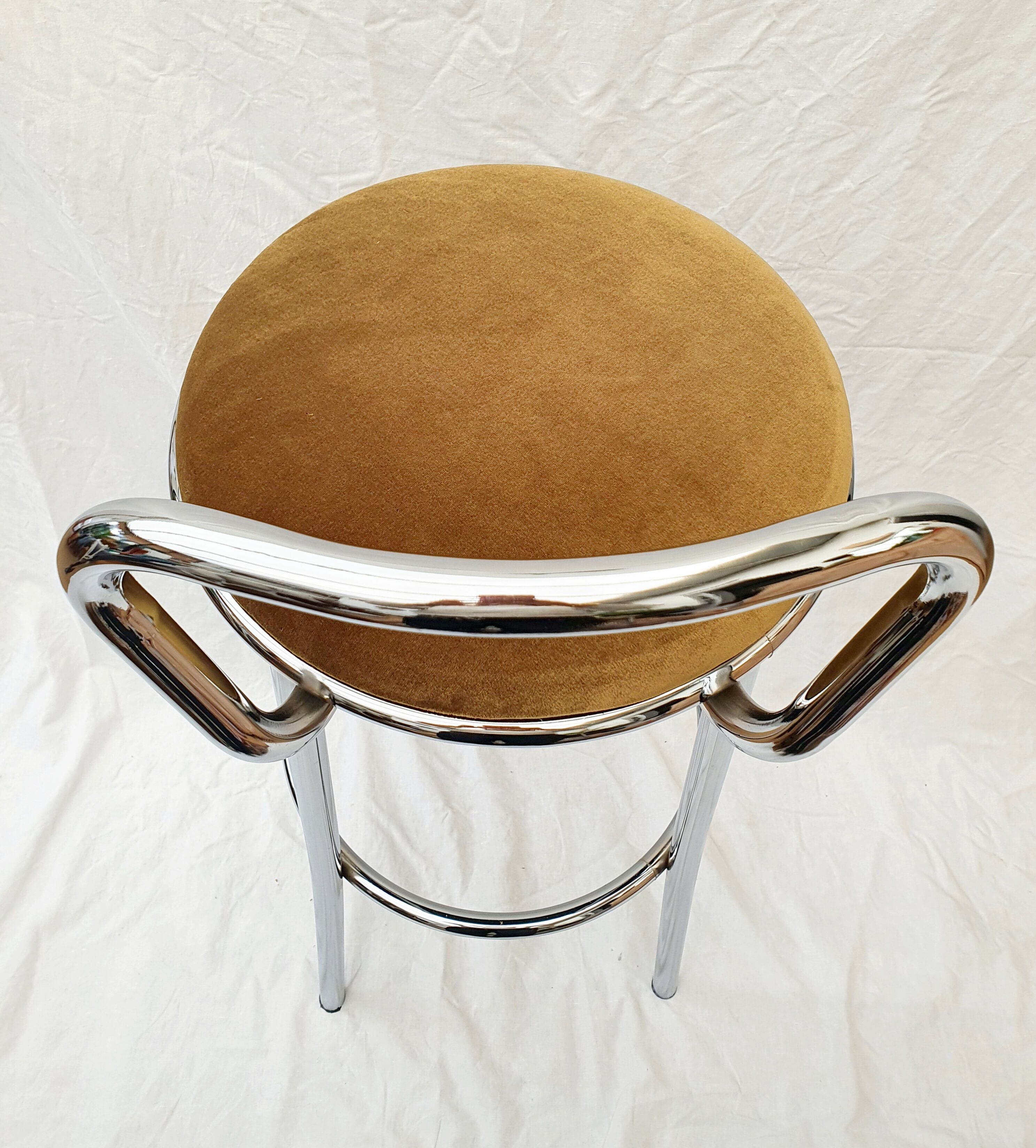 Paire de tabourets de bar en métal chromé velours Rodet