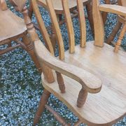 Set of 4 chairs and 1 armchair in mountain style made of oak.