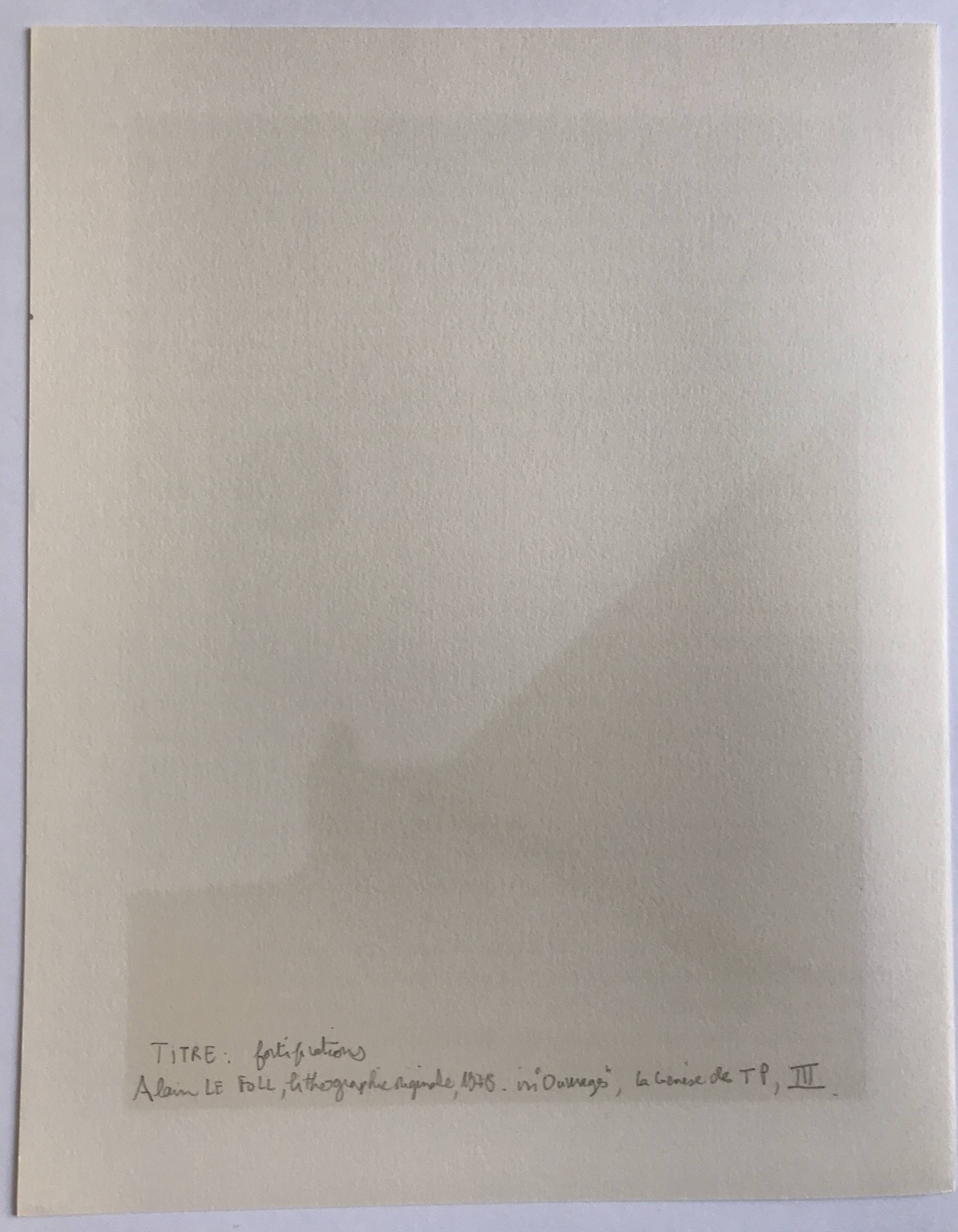 Original lithograph by alain le foll, fortifications, 1978