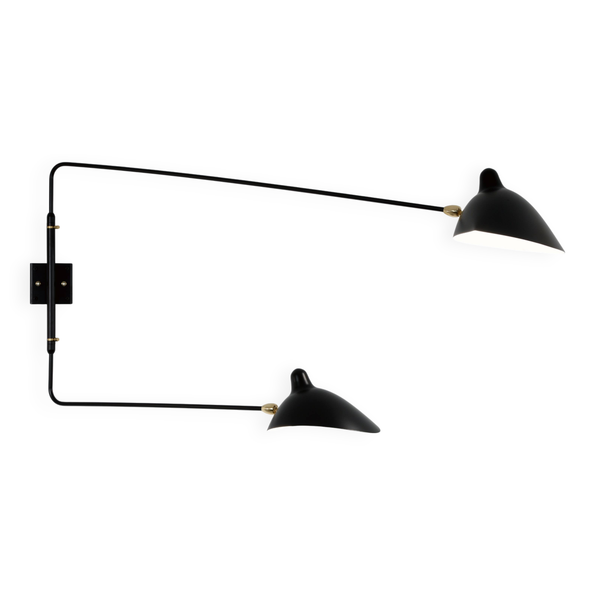 Wall light with two straight pivoting arms