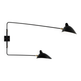 Wall light with two straight pivoting arms