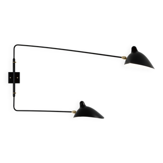 Wall light with two straight pivoting arms