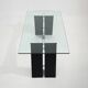 Table en verre et métal noir, années 1970