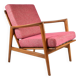 Original scandinavian armchair Stefan, restored, 1960s icon, pink