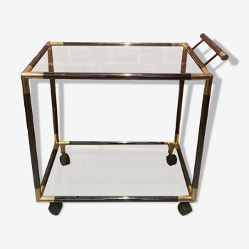 Serving table with two smoked glass trays