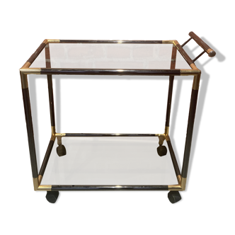 Serving table with two smoked glass trays