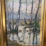 Pond in the woods signed