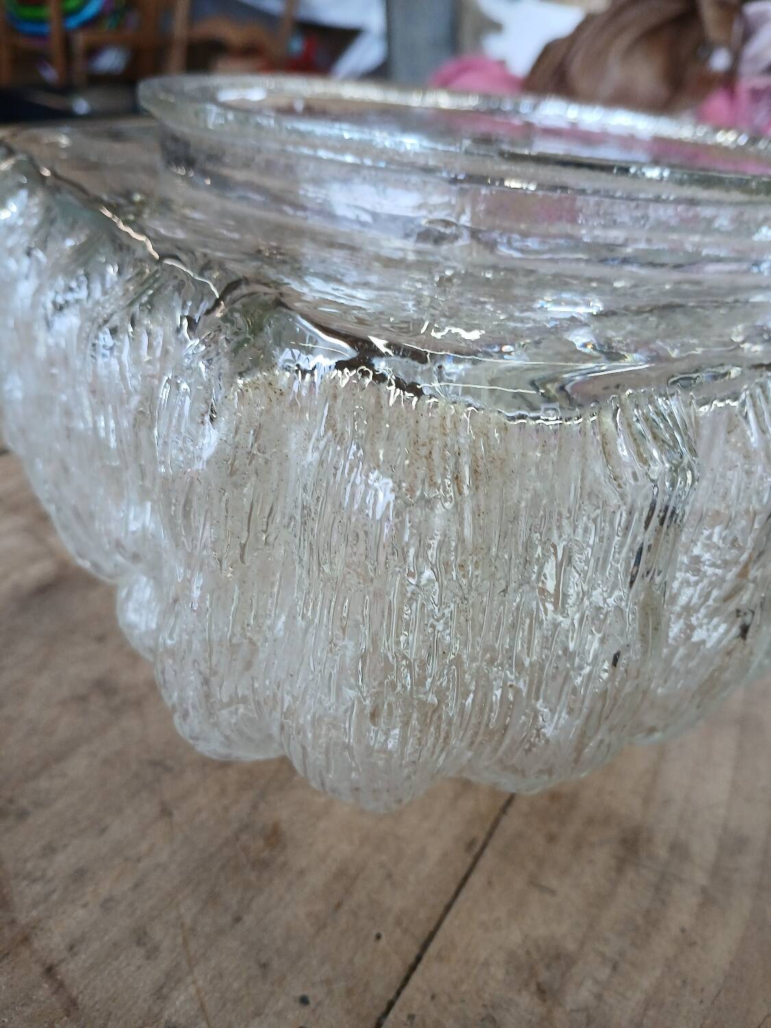 Antique wall/ceiling light in molded glass