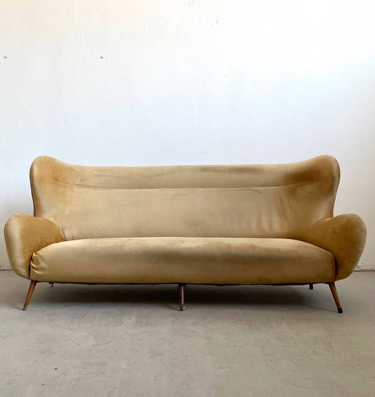 Large Vintage late 1940s Mid-century Modern Danish style Wingback Sofa