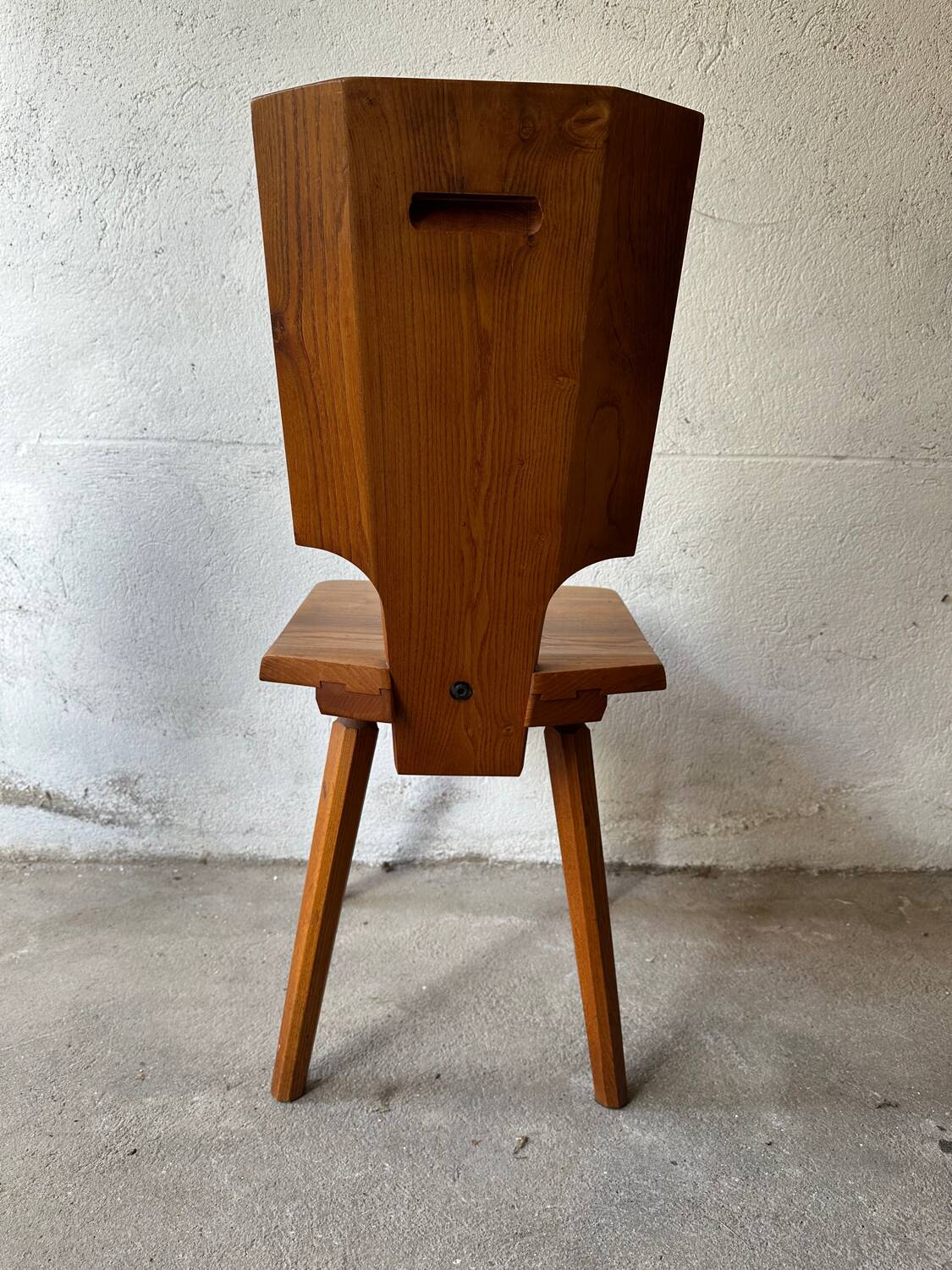 4 S28 elm chairs by Pierre Chapo, 1970