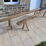 Old benches in raw wood
