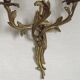 Magnificent Pair of French Antique Bronze Three-Light Acanthus Wall Sconces