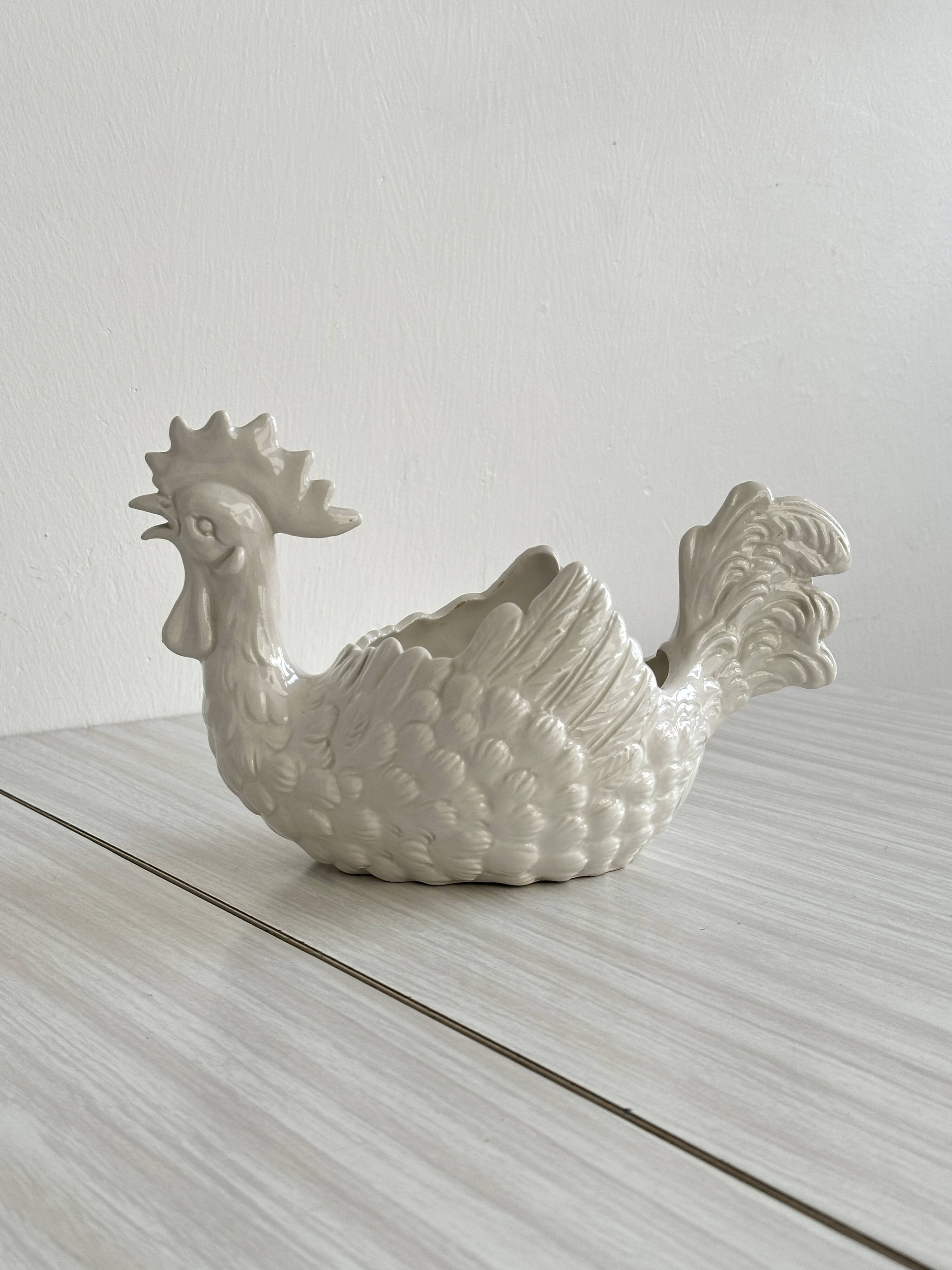 Pottery ceramic rooster - dish.