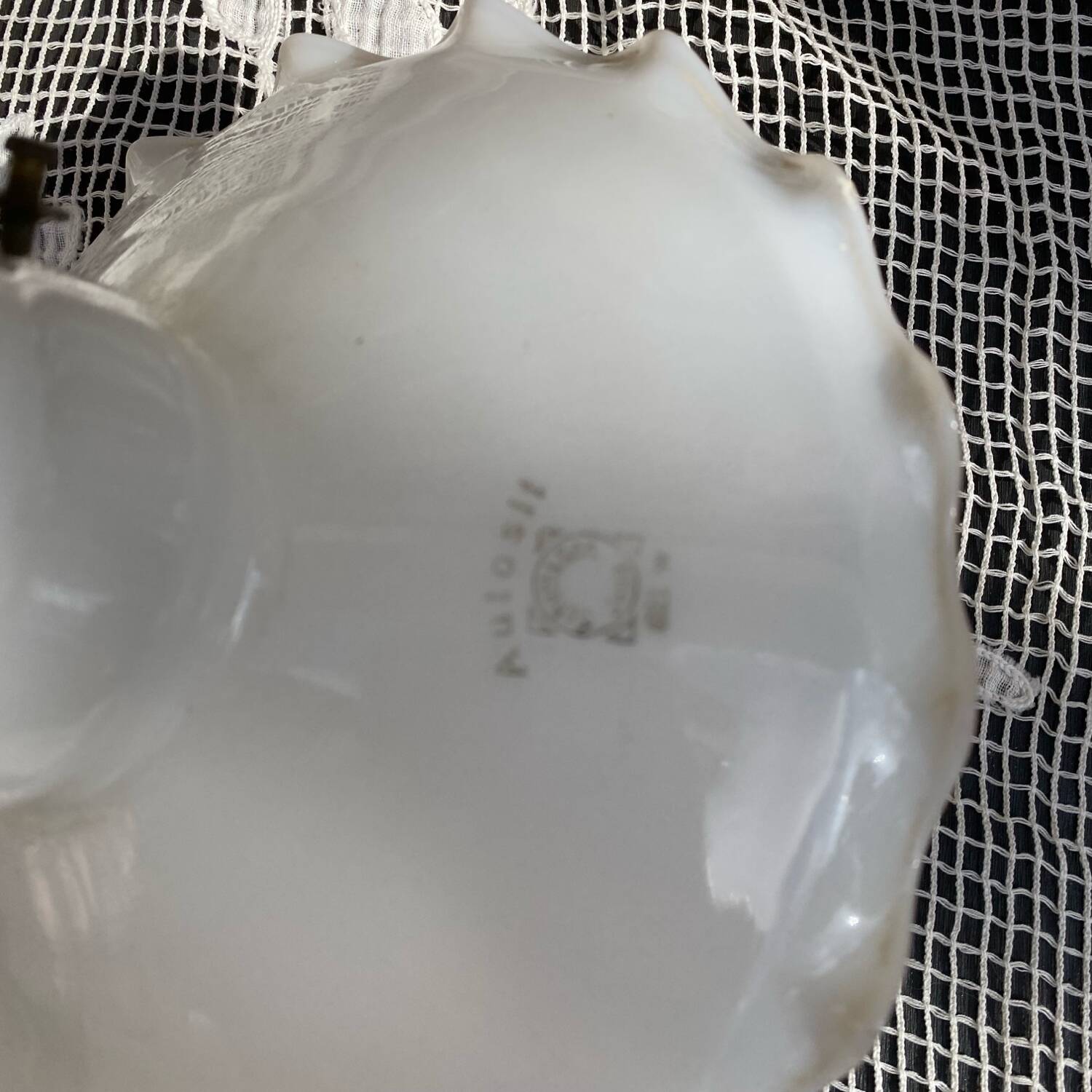 Swan neck brass and opaline wall light