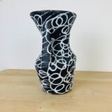 Spaghetti vase free-form Vallauris ceramic 50s, red and black