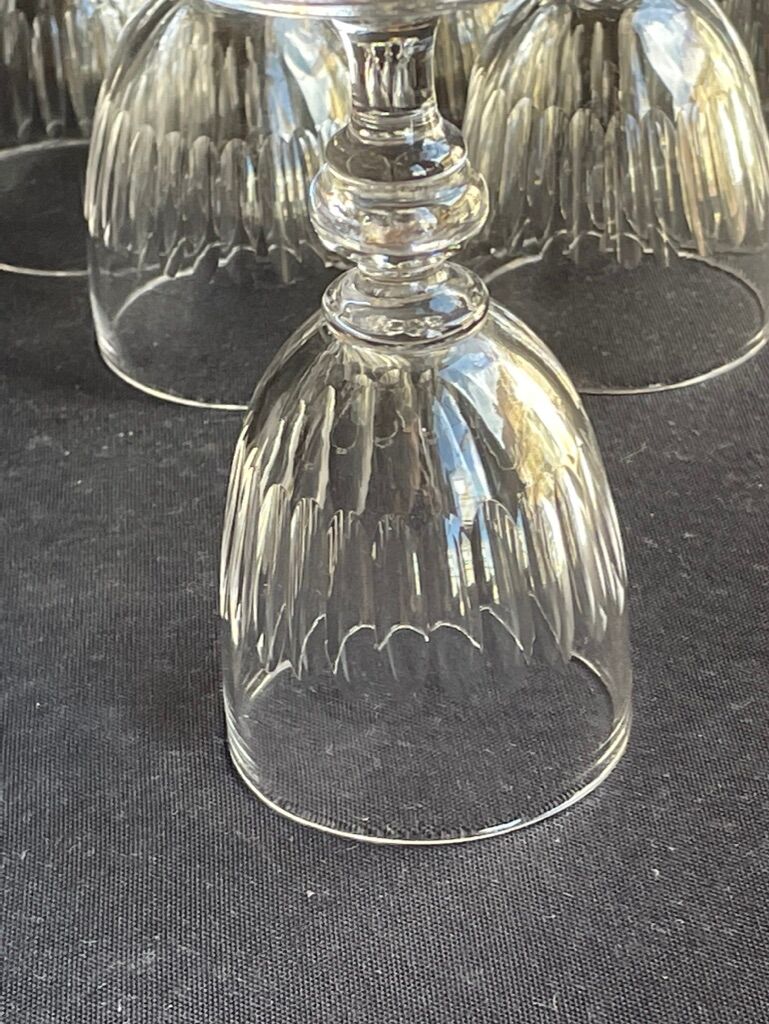 Decanter and 6 cut crystal porto glasses XIXth