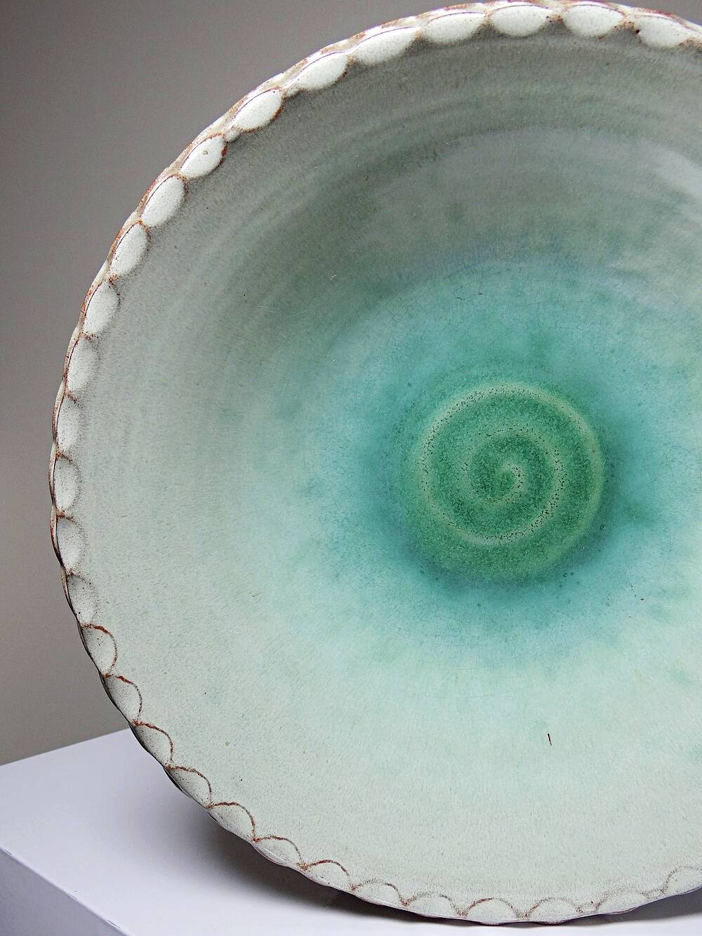 Large Westraven Utrecht vintage glazed terracotta fruit bowl from the 50s