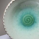 Large Westraven Utrecht vintage glazed terracotta fruit bowl from the 50s