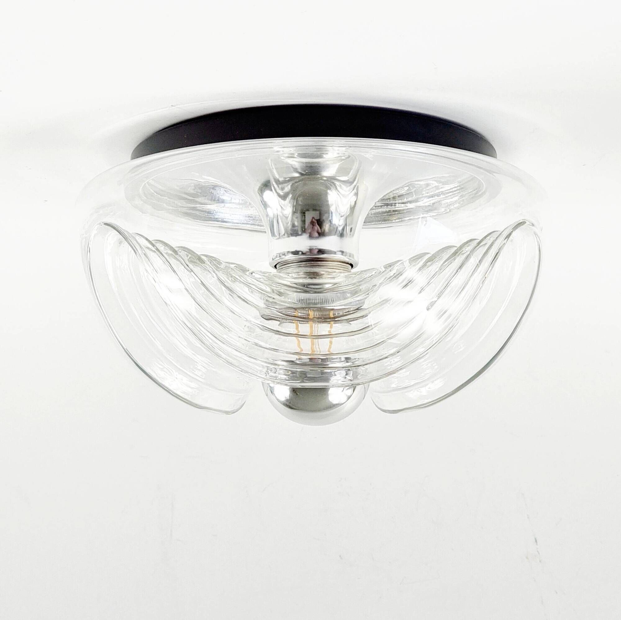 Pair of Space Age Glass 'Wave' Ceiling Lights by Koch & Lowy for P&P, 1970s