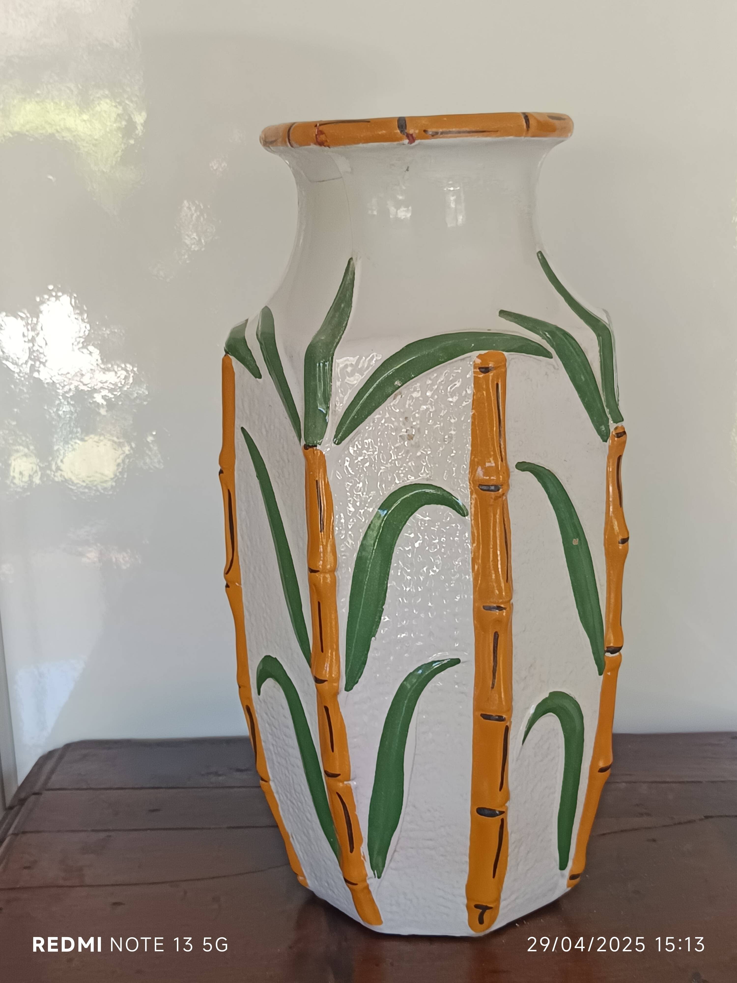 large bamboo vase signed Cartens Germany 1960