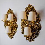 Paire d'appliques Frolaes par Italo Valenti, laiton Espagne 197
