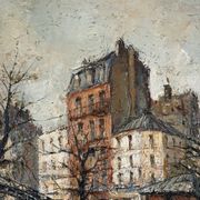 Saint Martin Canal in Paris, knife oil painting signed L Guerbier.