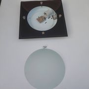Applique ou plafonnier en verre dépoli et matière façon cuir