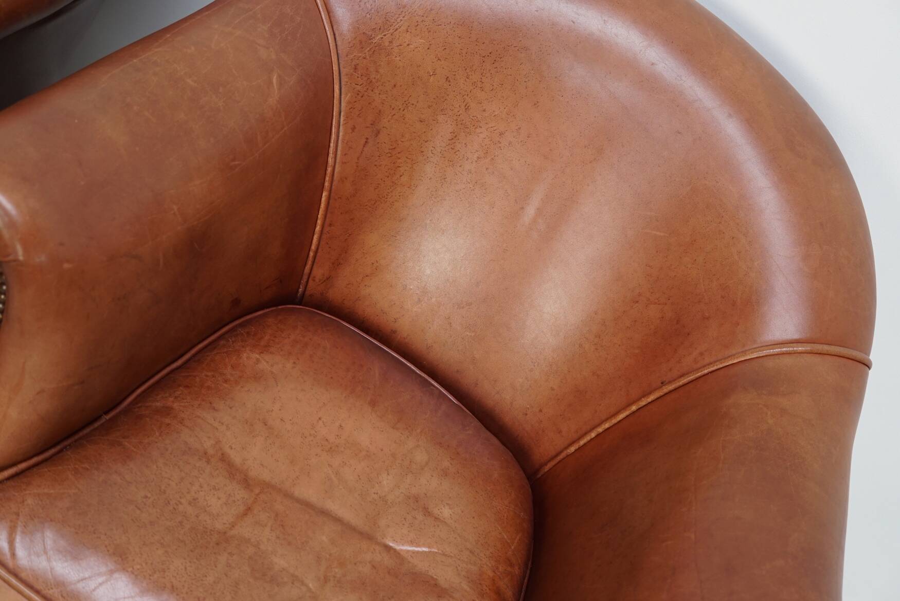 Vintage Dutch Leather Club Chairs in Cognac, Set of 2