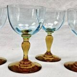 4 old two-tone George Sand wine glasses