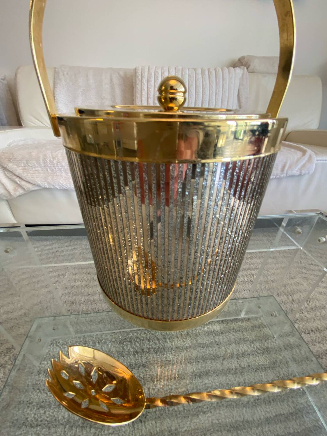 Vintage Hollywood Regency Gold Ice Bucket