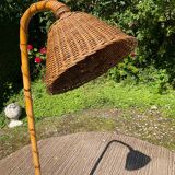 Louis Sognot floor lamp from the 50s in rattan