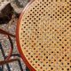 3 wooden bar stools with caning
