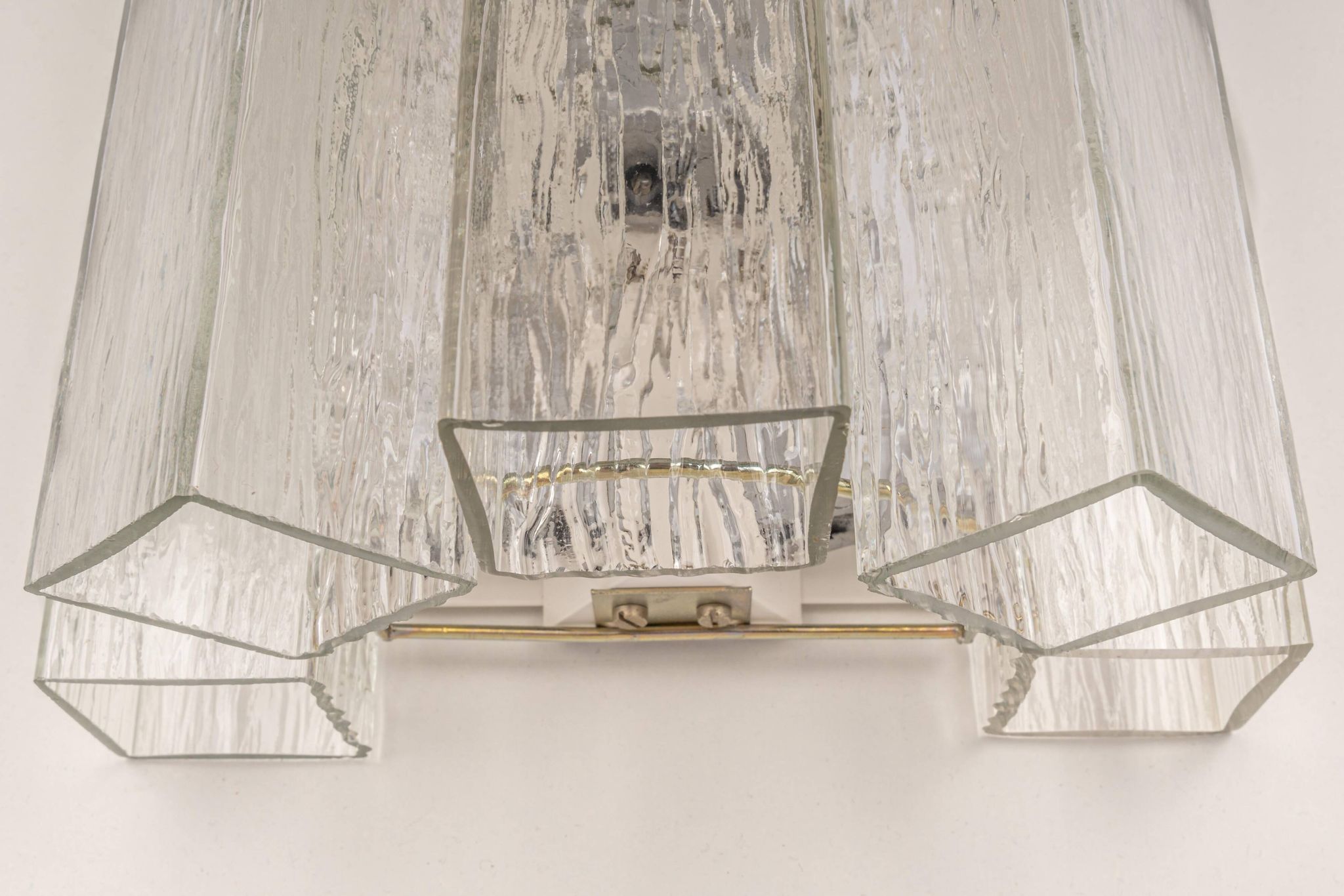 Large pair of wall sconces in brass and Murano glass by Doria, Germany, 1960s.