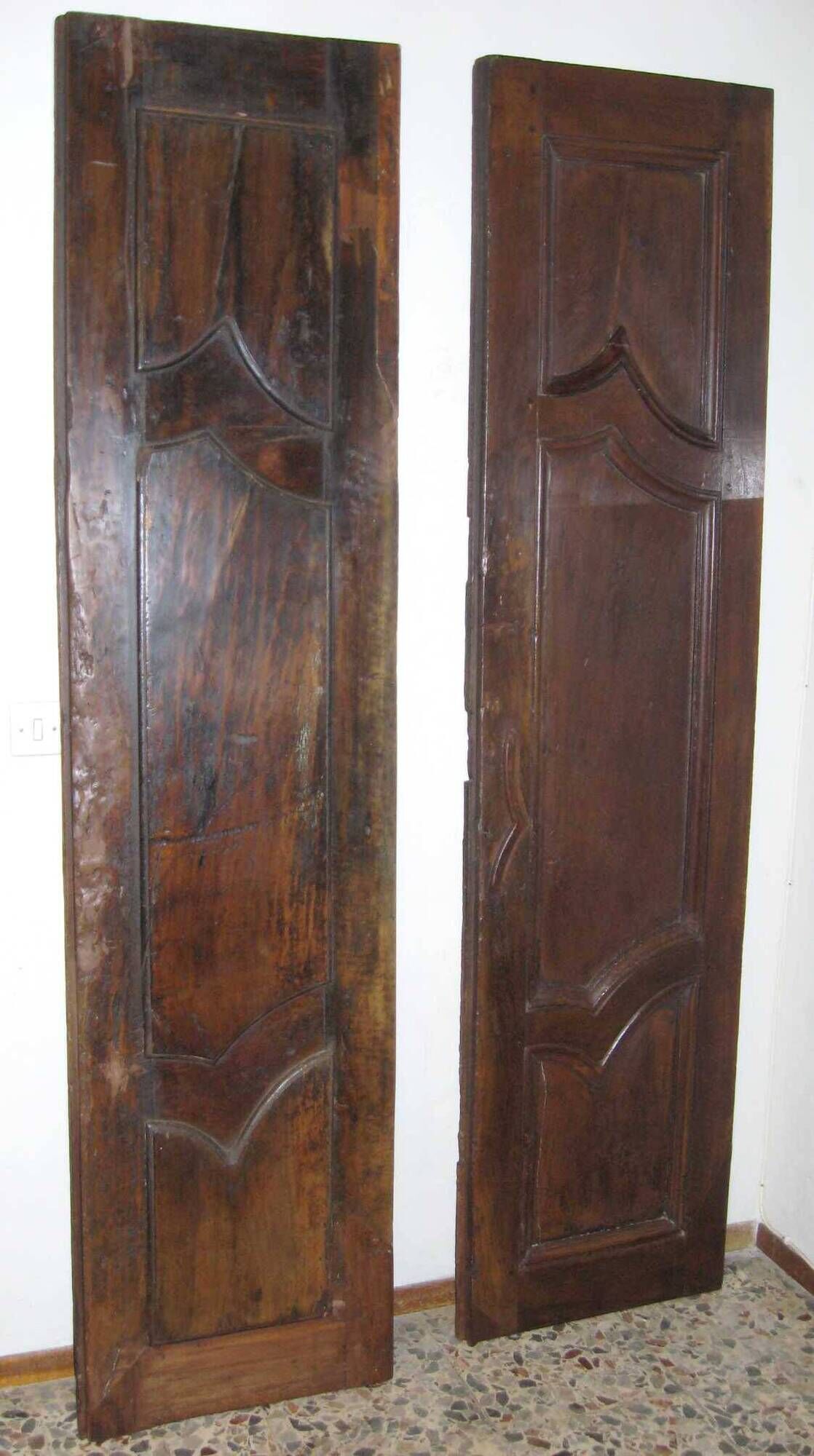 Pair of antique solid walnut doors from the 18th century.
