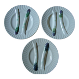 3 Asparagus plates in slurry from Lunéville