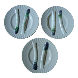 3 Asparagus plates in slurry from Lunéville