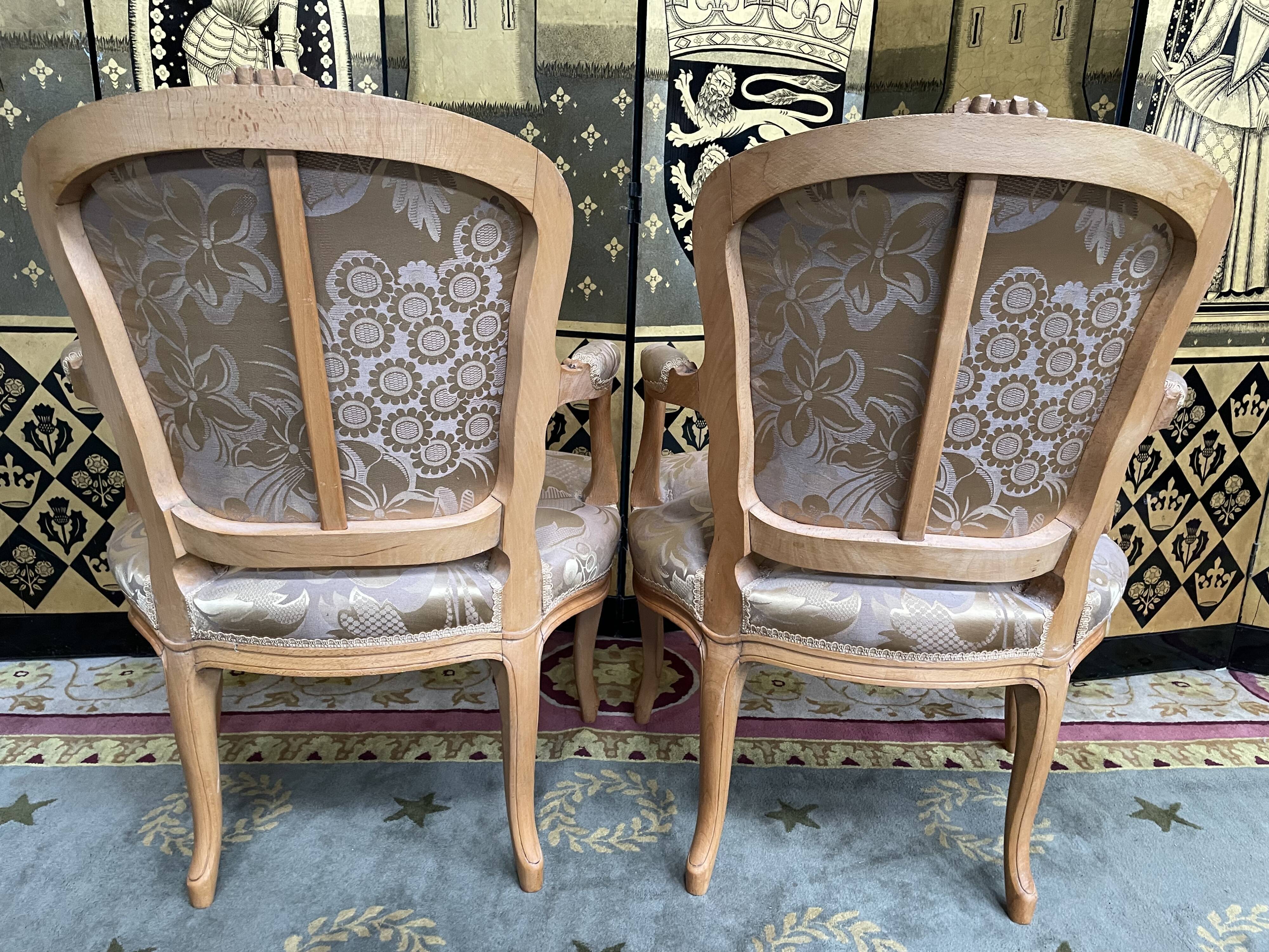 Pair of Louis XV style convertible armchairs
