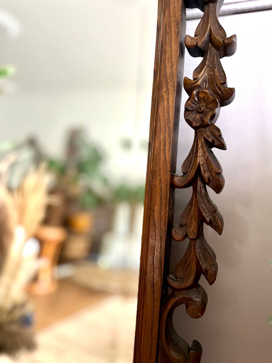 Vintage carved wooden mirror 110x58