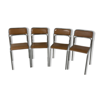 4 chaises en chrome & skaï, 1970