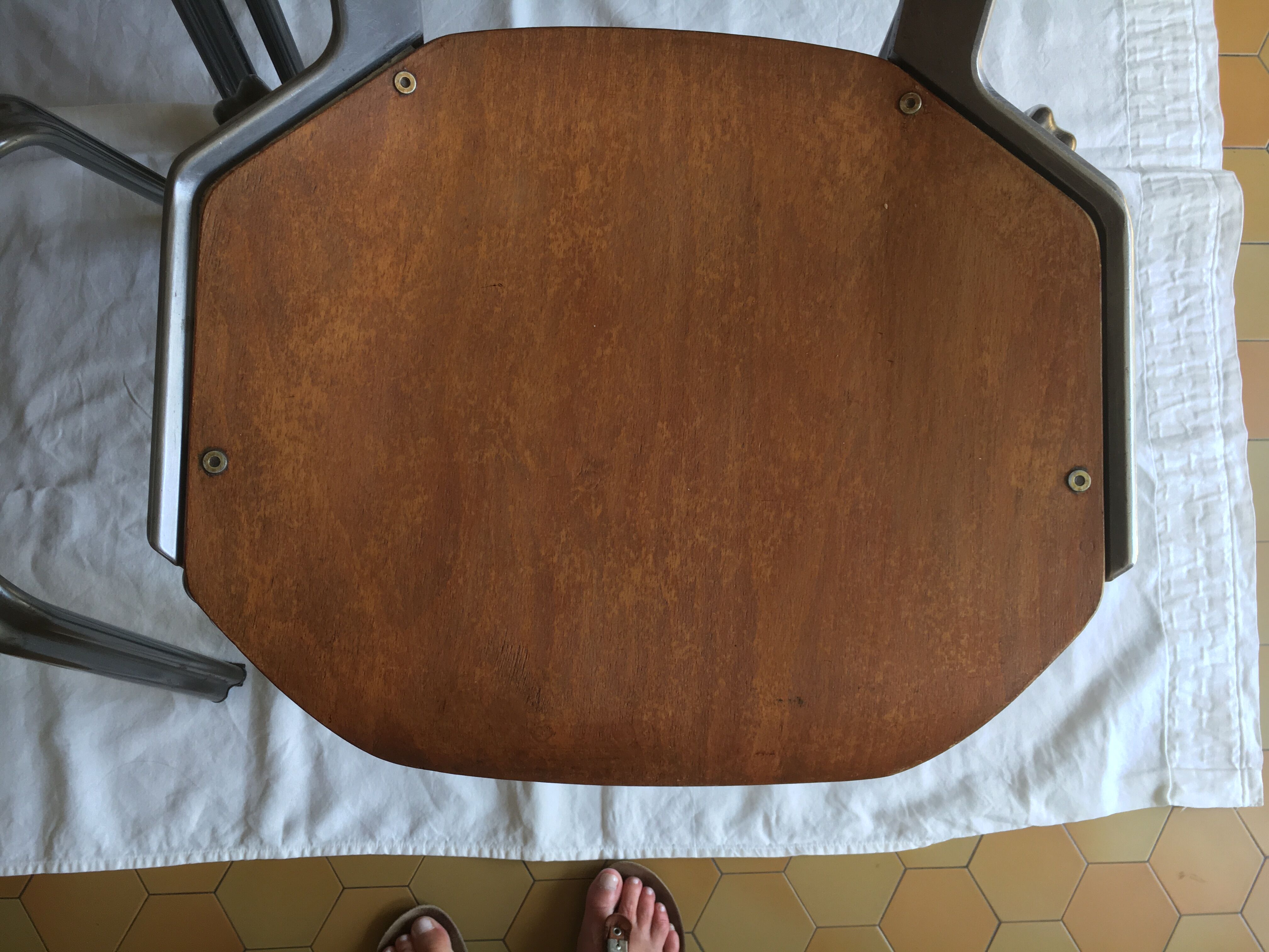 industrial chairs in brushed aluminum and wood year 80