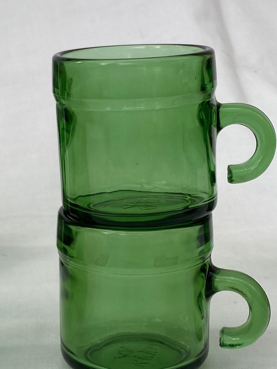 Lot of 10 vintage coffee cups green Duralex style